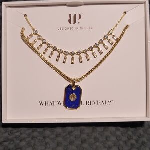 FREE OG W/purchase - Layered Gold-Tone Necklace with Blue Enamel Pendant